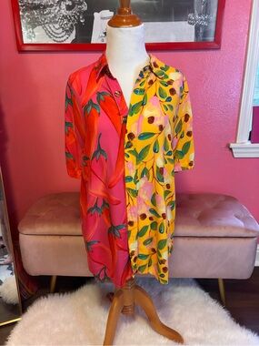 Farm Rio Mixed Media Button Up Small